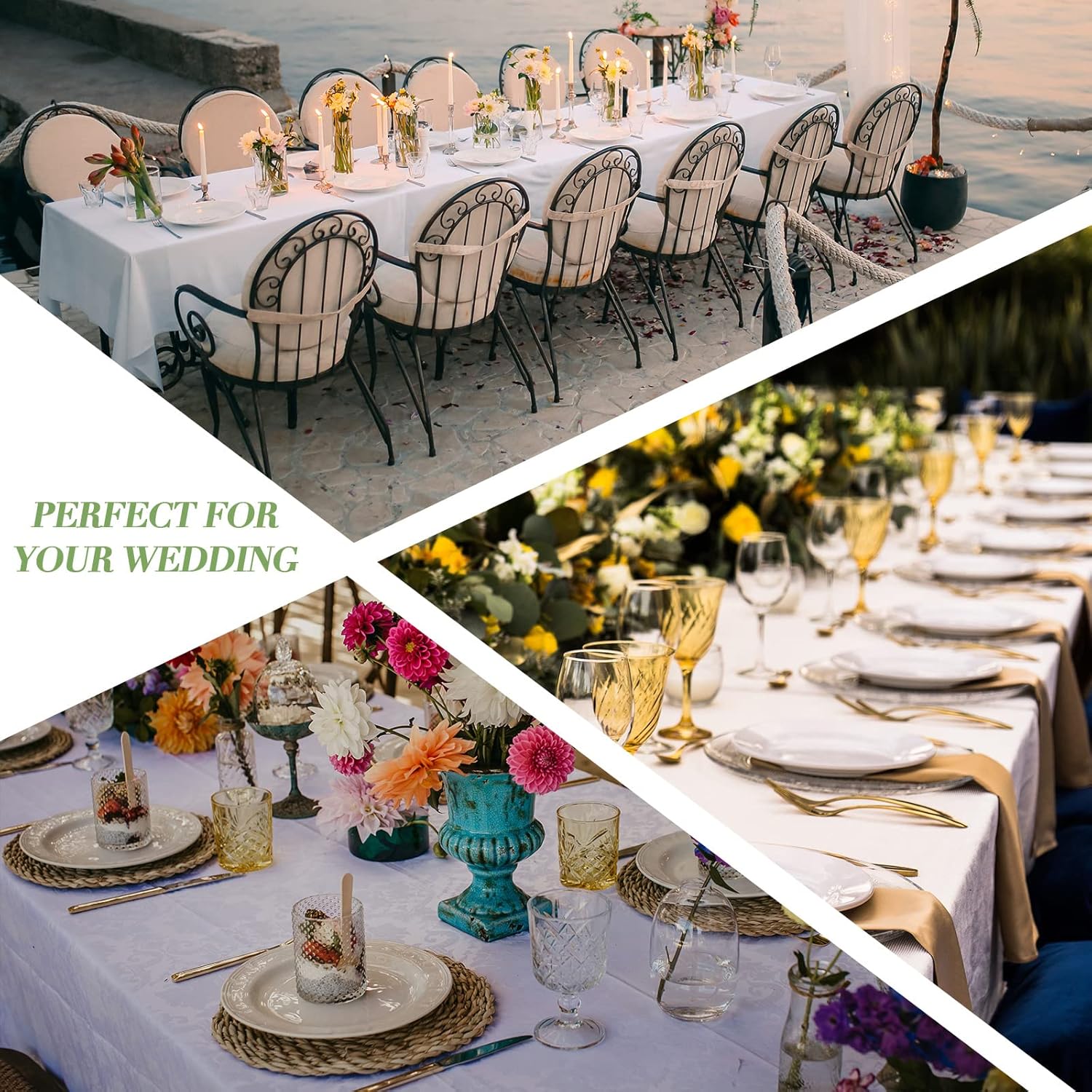 Shimeyao 48 Pack Disposable Plastic Tablecloth 54 x 108 Inch Decorative Rectangle Table Cover Party Picnic Cover Rectangular Plastic Cloth for Indoor Outdoor(White)