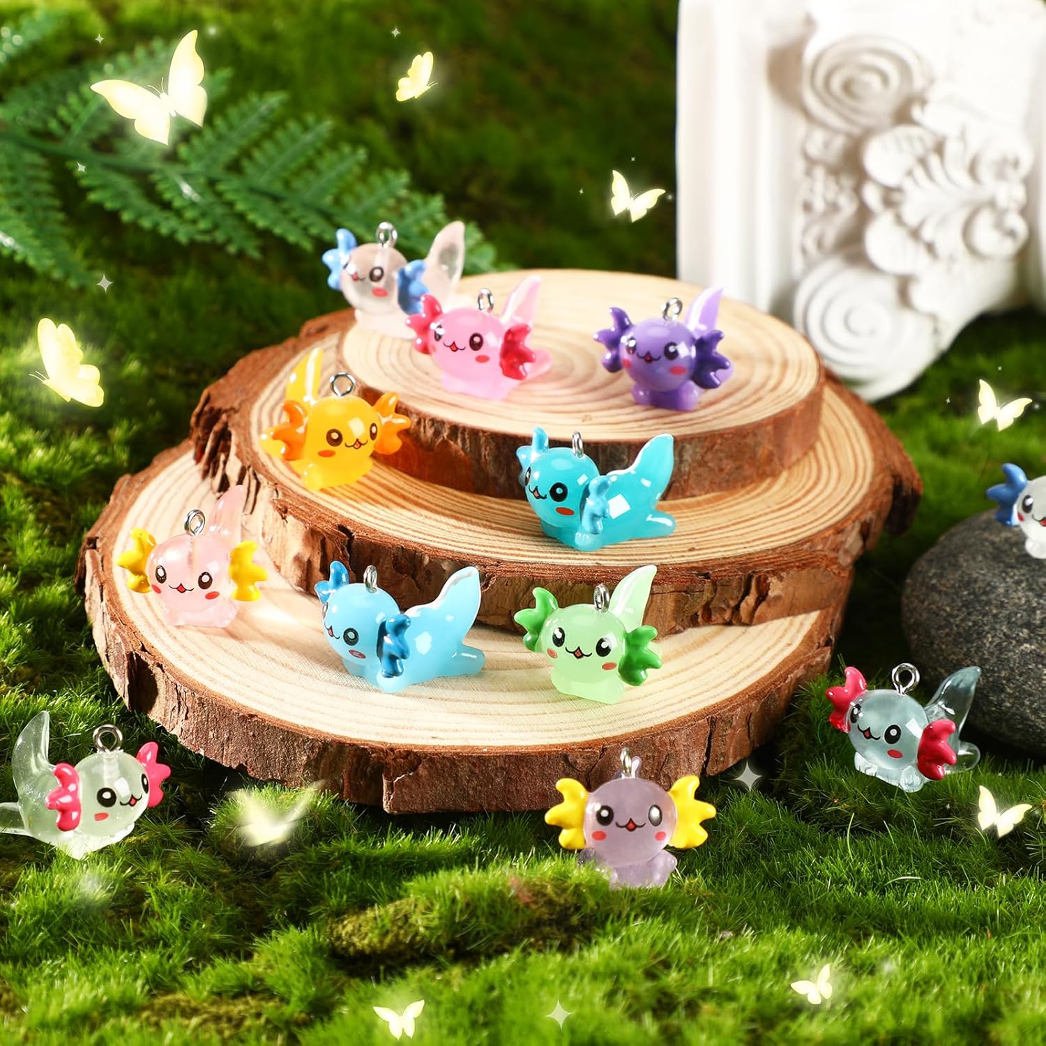 Augshy Axolotl Charms - 64 Pcs Glow in The Dark Resin Animals for DIY Jewelry Making - Image 4