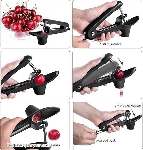 Miniatura 5 de Cherry Pitter - Herramienta para eliminar semillas de cereza Makmzoon - Negro
