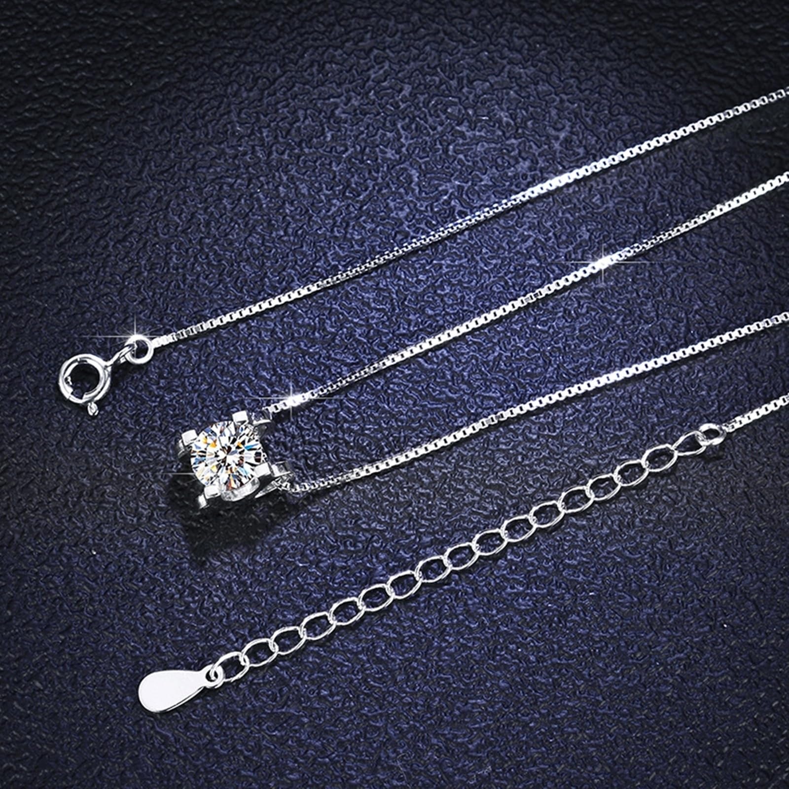 Collares minimalistas de oro blanco y platino para mujer, collar minimalista de 4 puntas solitario de oro blanco para mujer, moissanita