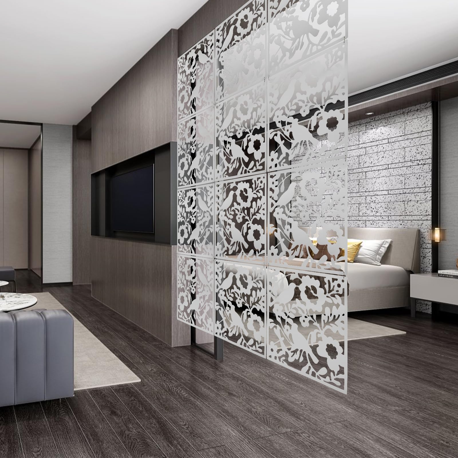 GOPLUS Paravent 4 Panneaux 220 X 170 Cm, Séparateur De Pièces Cloison