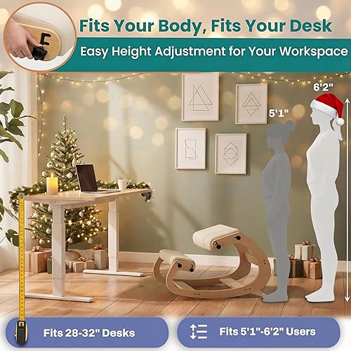 Miniatura 45 de NYPOT Silla ergonómica de rodillas con asientos ajustables, silla de rodilla para corrección de postura y taburete mecedora para escritorio - Alivio