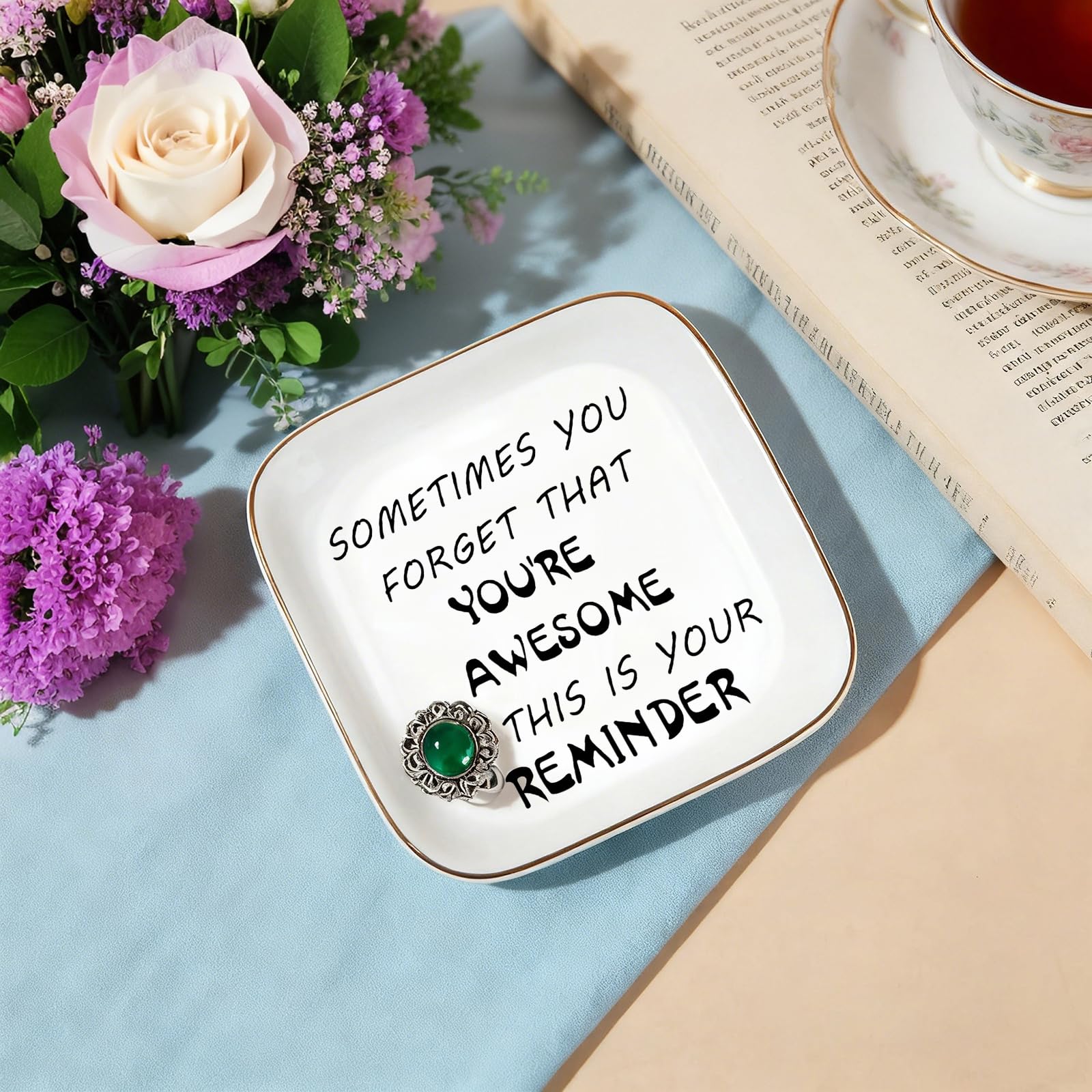 Inspirational Gifts for Women Ring Dish - You're Awesome - Unique Gifts Best Friends Gifts for Women Coworker Christmas Retirement Gifts