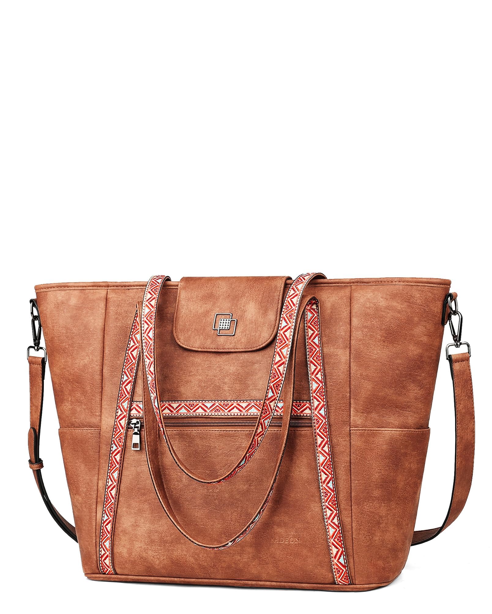 FADEON Large Laptop Tote Bag for Women Designer Leather Laptop Bag Fashion Travel Backpack Purse Shoulder Handbag