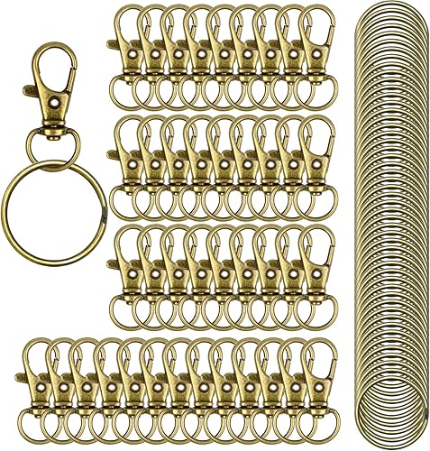 100 ganchos para llavero con llaveros cierres de mosquetón giratorios de metal para llavero de clip fabricación de joyas manualidades bronce verde