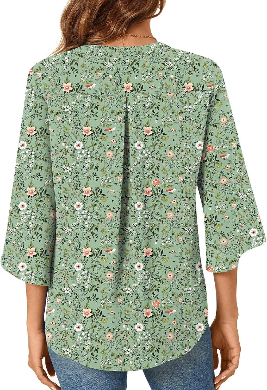 Womens Summer 3/4 Length Sleeve Tunic Tops Plus Size V-Neck Blouses for Women Dressy Casual - Image 3