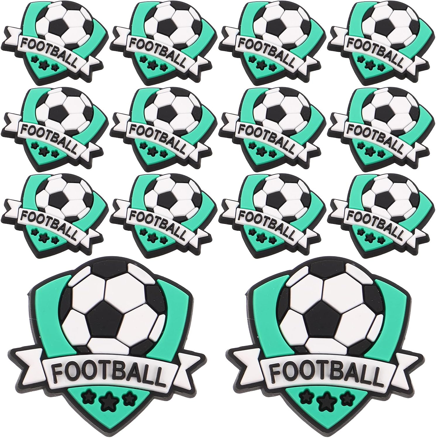 40pcs Soccer PVC Pencil Topper - Sports Pen Clips - Football Stationery - Classroom Prize Notebook Accessory for School Party Favors