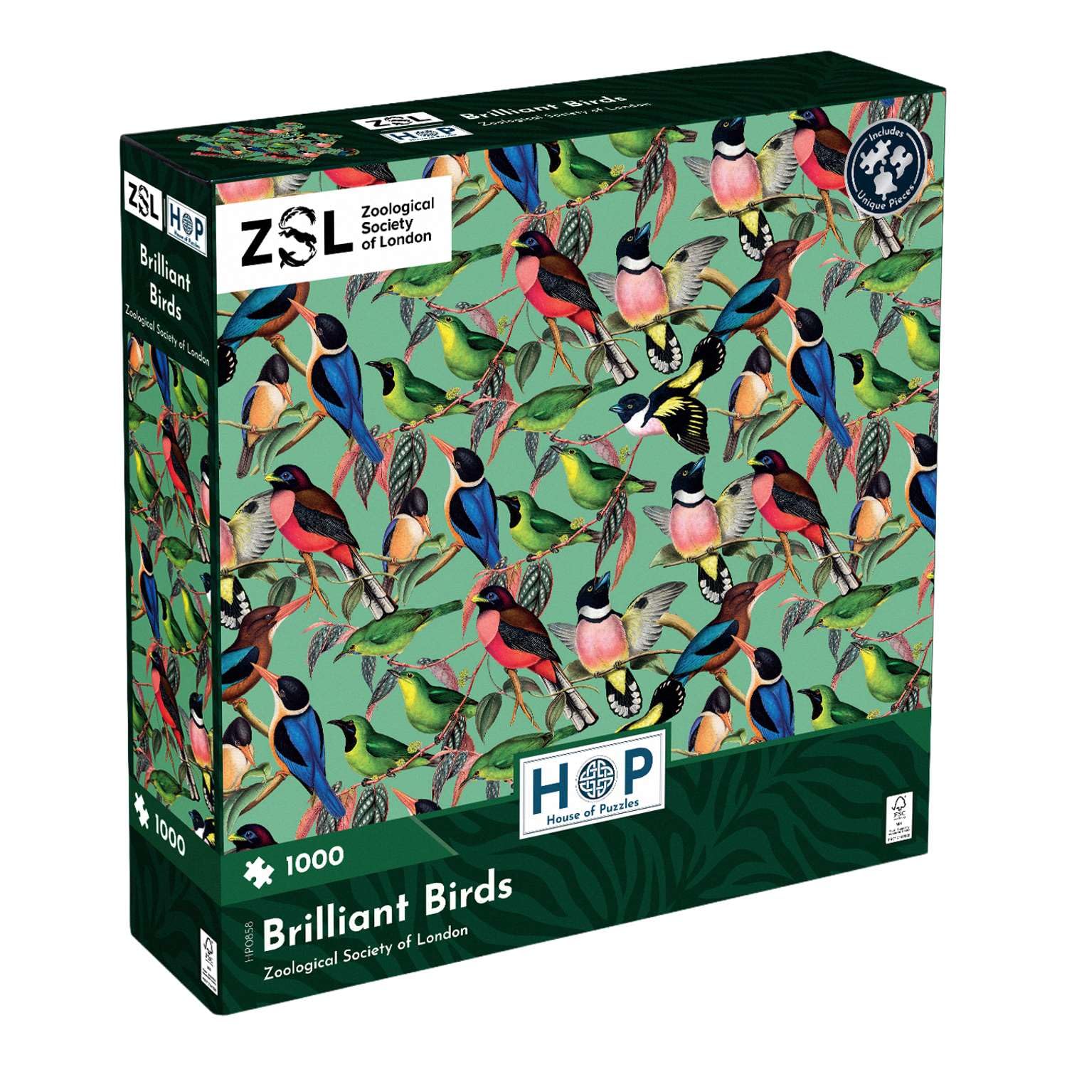 The House of Puzzles ZSL Brilliant Birds 1000 Piece Puzzle | Bird Jigsaw — image 1