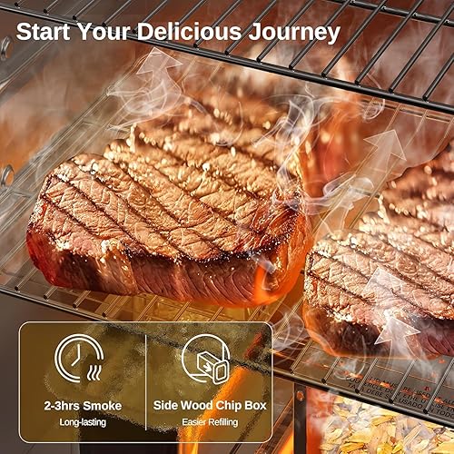 Miniatura 3 de EAST OAK Ahumador eléctrico de 30 pulgadas, ahumador al aire libre con práctico cargador de virutas de madera lateral, 725 pulgadas cuadradas de
