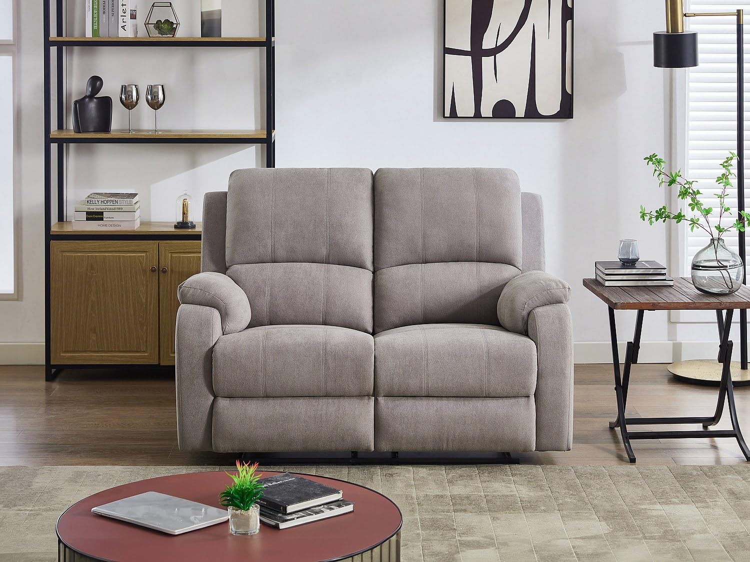 Vente-unique - Canapé 2 Places Relax en Microfibre Gris Clair Brody