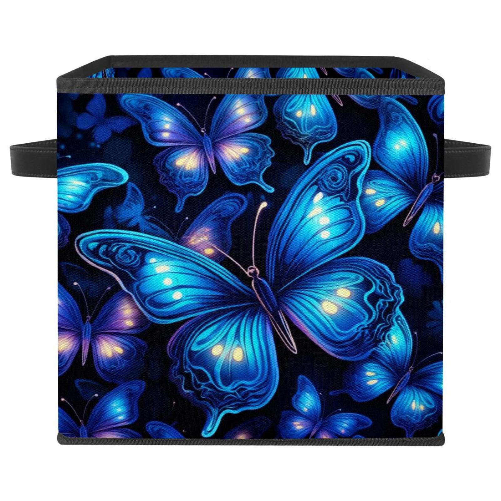 Panier de rangement vêtements papillon bleu pour placard