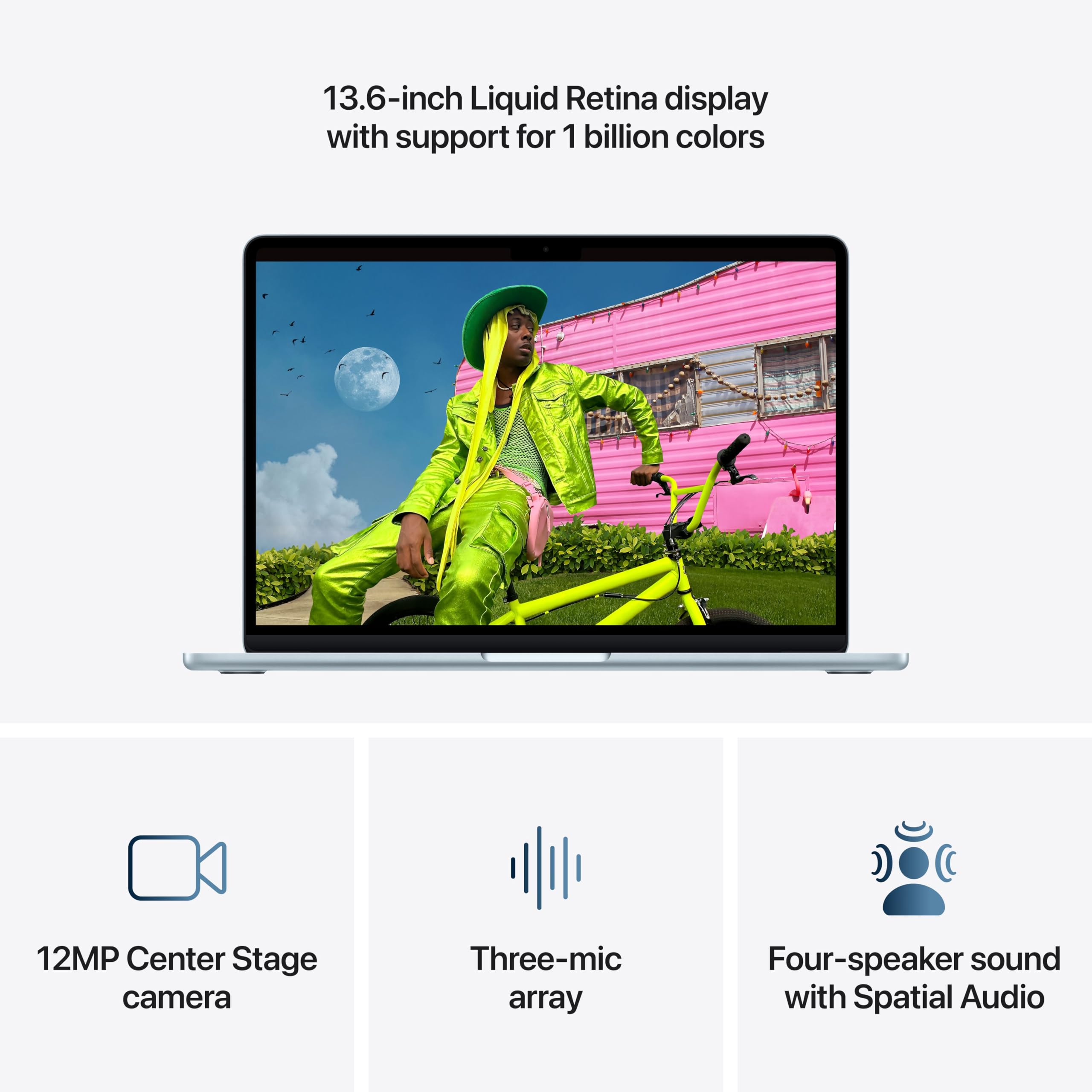 Apple 2026 MacBook Air 13-inch Laptop with M5 chip: Built for AI, 13.6-inch Liquid Retina Display, 16GB Unified Memory, 512GB SSD, 12MP Center Stage Camera, Touch ID, Wi-Fi 7; Sky Blue