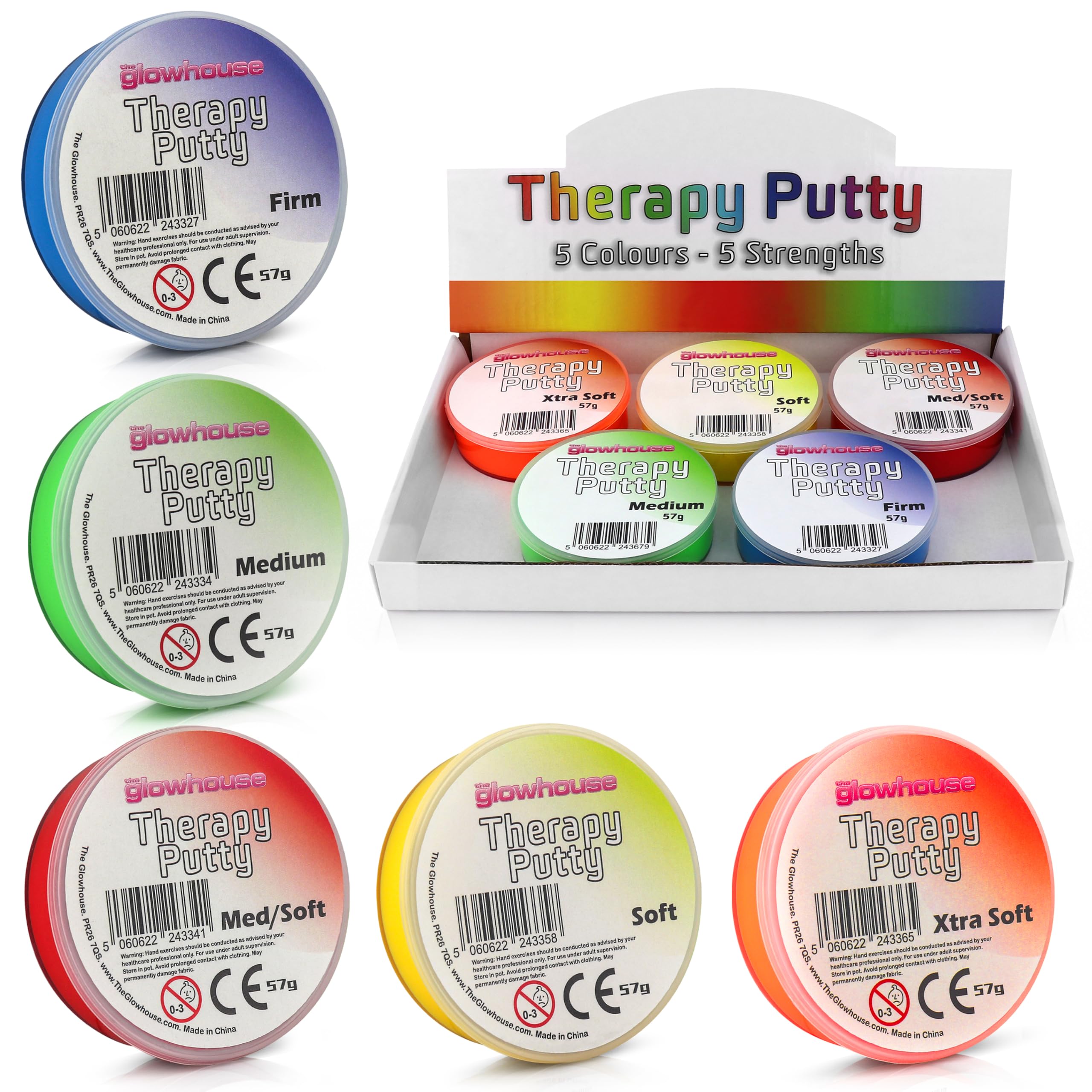 Therapy Putty Set of 5 – Extra Soft to Firm Resistance Putty for Hand Exercise, Stress Relief & Occupational Therapy – Strengthen Grip, Improve Mobility – Non-Toxic, No Odor, Durable Therapy Putty Kit — Amazon image 2