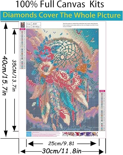 Miniatura 5 de Kits de pintura de diamantes 5D para adultos principiantes, flores coloridas atrapasueños, arte de diamantes, diamantes redondos completos, puntos,