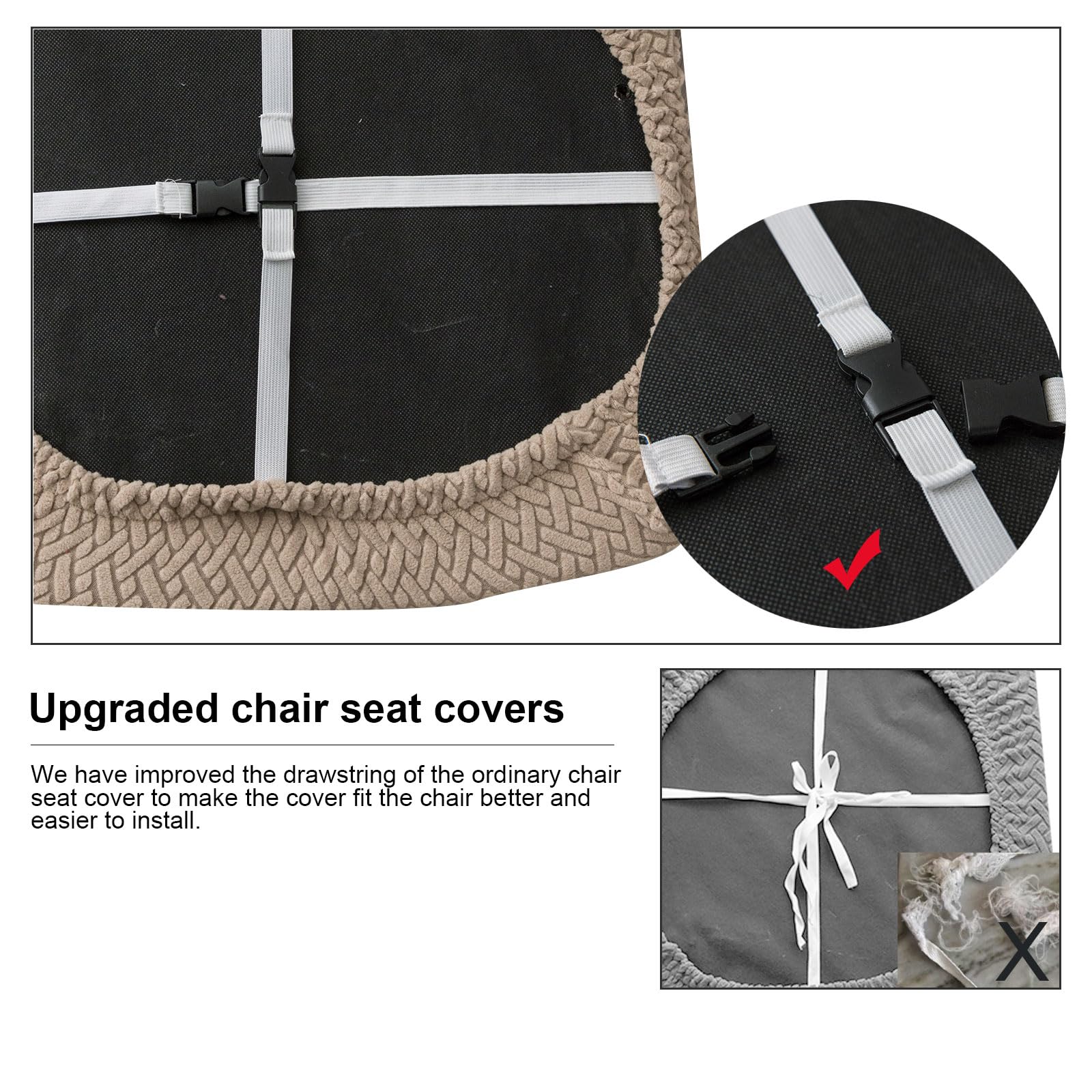 Genina Seat Covers for Dining Room Chair Seat Slipcovers Kitchen Chair Covers (Taupe, 4 Pcs) — view 5