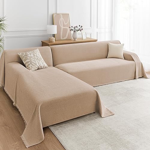 Juego de 2 fundas de sofá modulares para sofás en forma de L, protector de muebles lavable para mascotas, manta de felpilla para sofá de 2 a 3