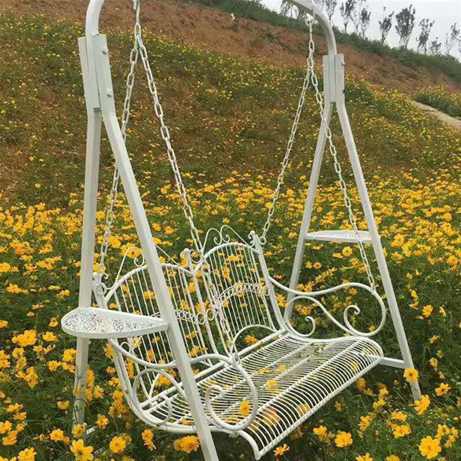 Columpio De Jardín para 2-4 Personas, Columpio De Exterior, Silla Colgante De Hierro para Balcón, Hamaca De Ocio para El Hogar, Columpio para Patio, Césped, Jardín, Piscina E Interior.