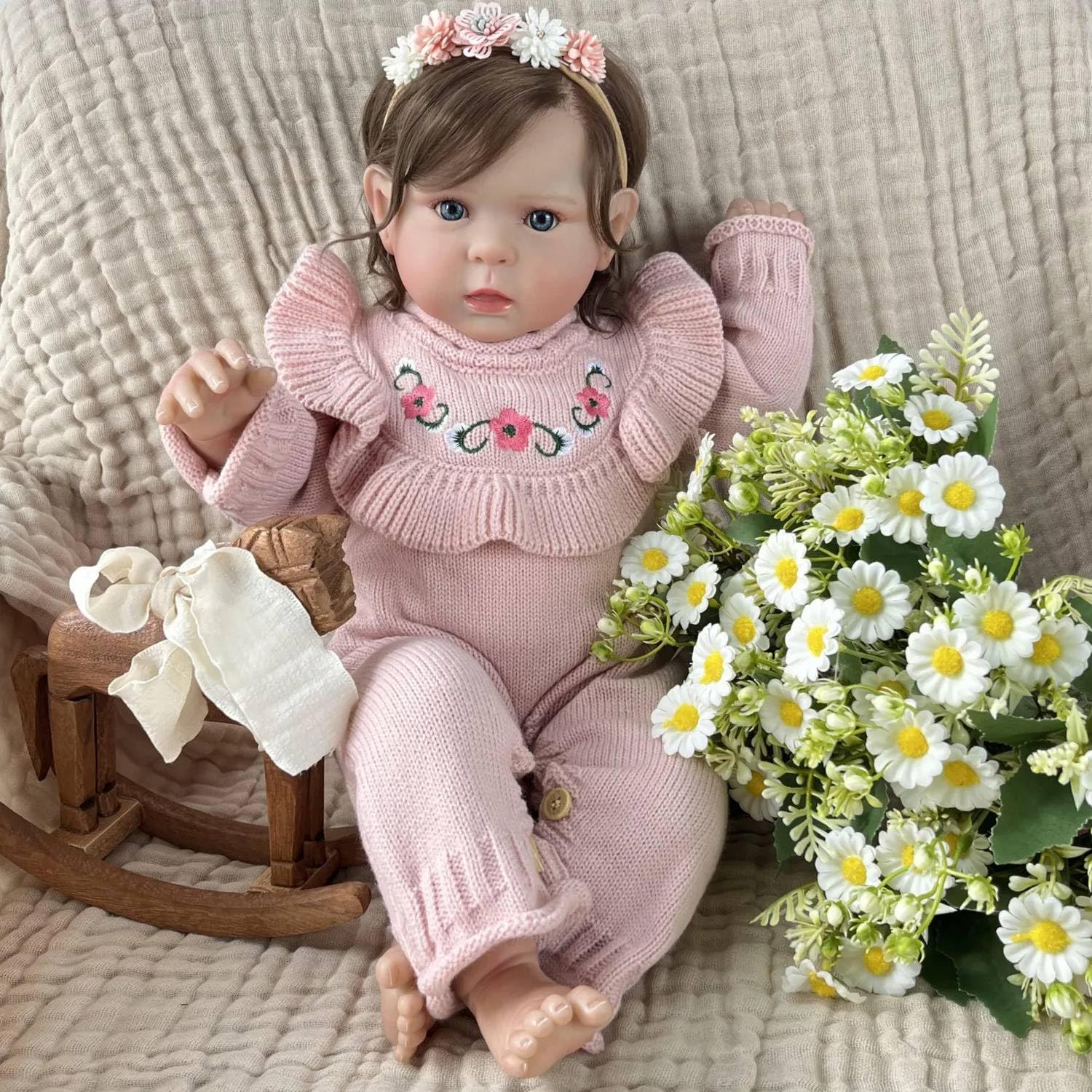 RXDOLL Realistyczne lalki Reborn Baby Dolls słodka twarz 50 cm realistyczna lalka noworodek dziewczyna miękka tkanina winylowa ciało urocza księżniczka Reborn maluch lalka zabawka dla dzieci prezenty