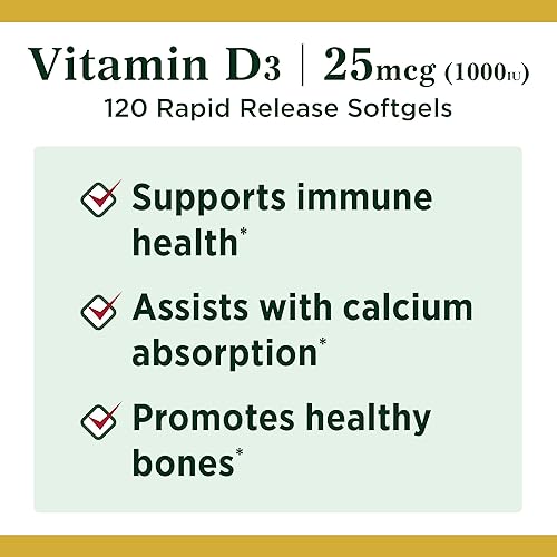 Vista 3 de Nature's Bounty Vitamina D3 1000 100 mg Geles blandos, 120