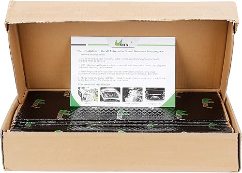 Miniatura 7 de uxcell 10 Uds. 80mil 25sqft coche amortiguador de sonido aislamiento térmico almohadilla butilo amortiguación autoadhesivo material de