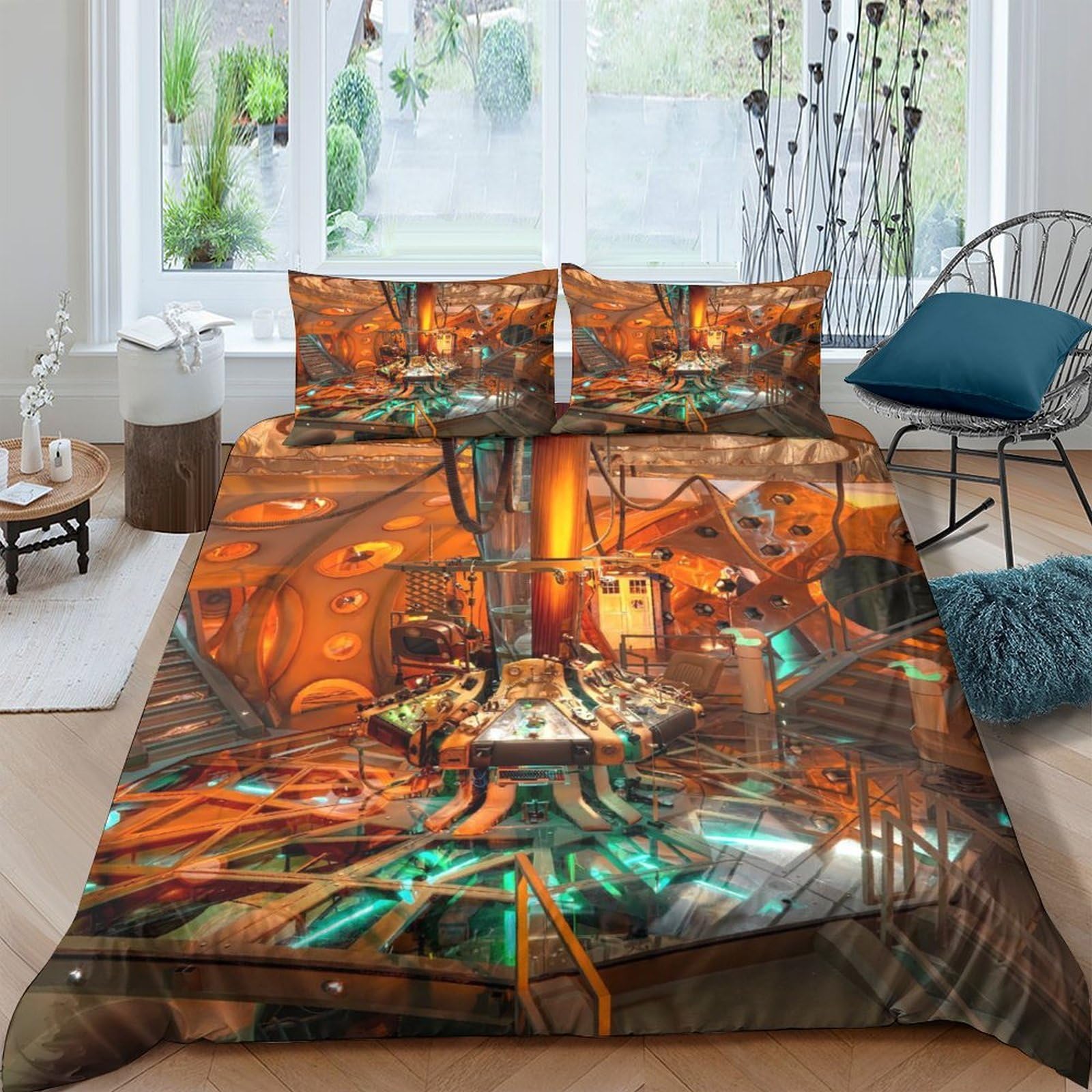 Ctjqhvkz Style-4 3D Printed Steampunk Machine Fitted Sheet Microfiber Soft Breathable Industrial City Mattress Cover For Bedroom Decor Single（135X200cm）