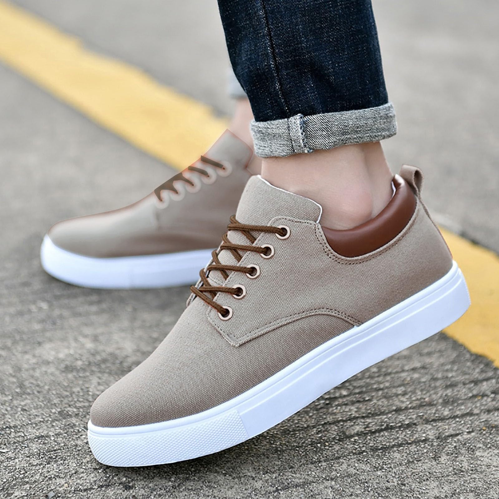 Générique Chaussures Basses en Toile Homme À Lacets Classiques, Style Tendance Décontracté Et Coupe Aérée, Semelle Légère Et Maintien Confortable, Soulier De Marche adapté aux Sorties urbaines