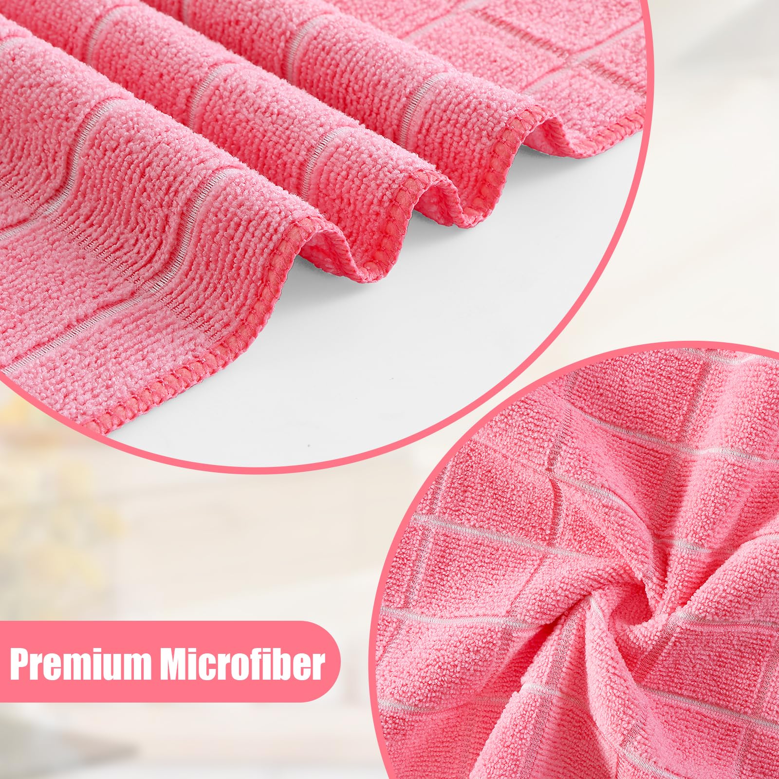 Homaxy Lot de 12 torchons de cuisine et torchons en microfibre, rose