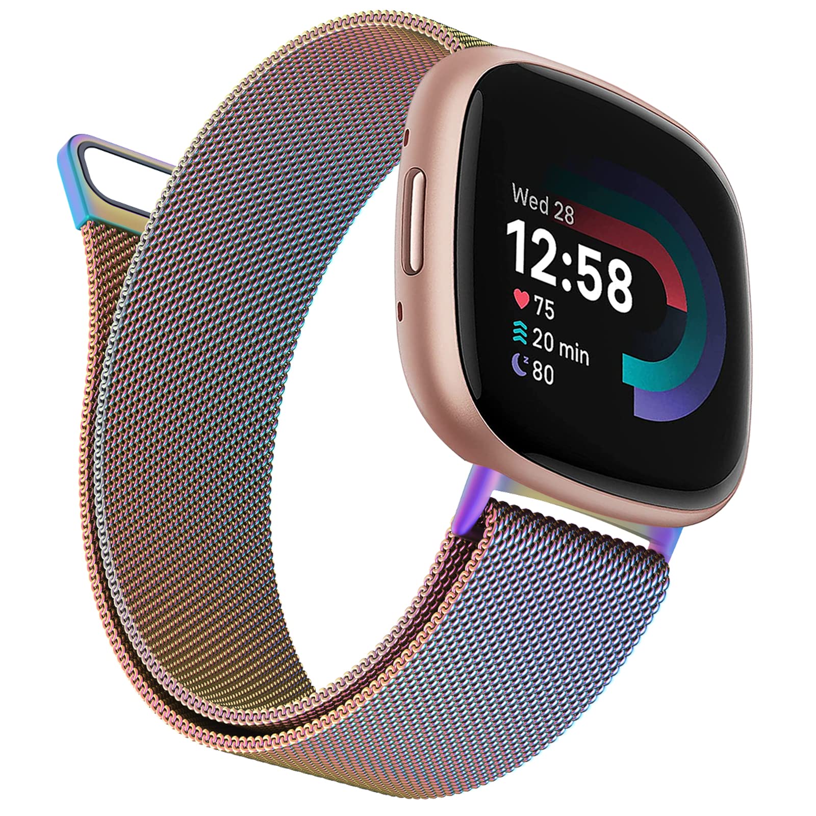 Vanjua Cinturino Metallico Magnetico Per Fitbit Sense 2 / Sense E Versa 4 / Versa 3 – Acciaio Inossidabile, Reggiseno A Rete Unisex - 6