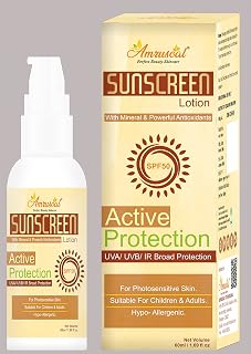 AMRUSOAL Sunscreen Lotion Active Protection SFP50 PA+++ for Oily or Safe Sun Block Cream, Paraben & Sulphate free - (60 ml) Price In India