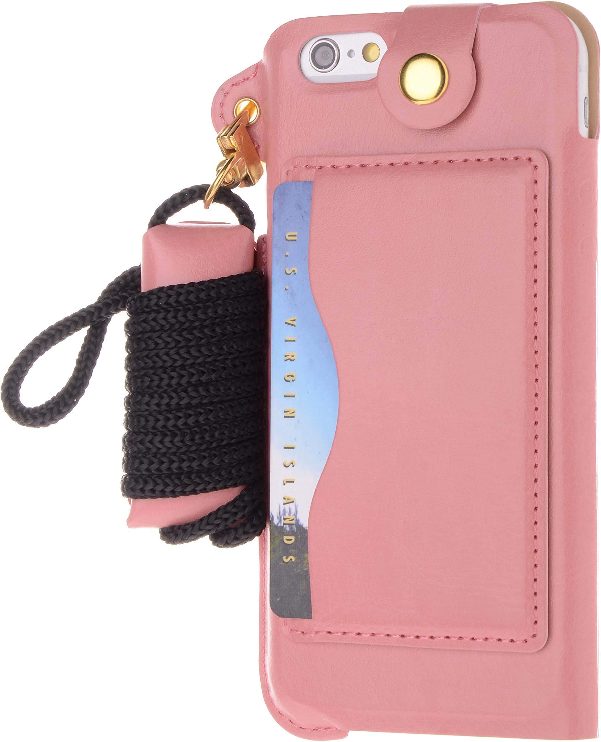 iPhone 6 Plus Case, Boilfish iPhone 6 Plus (5.5) Case [Neck Strap Series] [Card Holder] - Leather Case for iPhone 6 Plus (5.5) - Kick Stand (PULPC-T-001)iPhone 6 Plus(5.5in) Pink