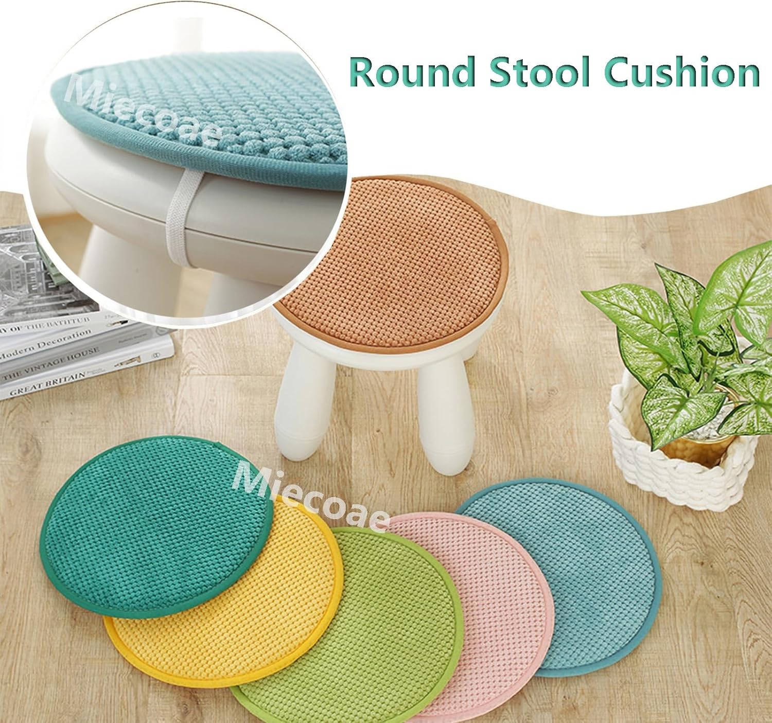 Round Chair Seat Pads, Circular Chair Cushions for Indoor Outdoor Garden Dining Bistro Patio Office Coffee Shop(Z3,4PCS_Diameter 45CM)