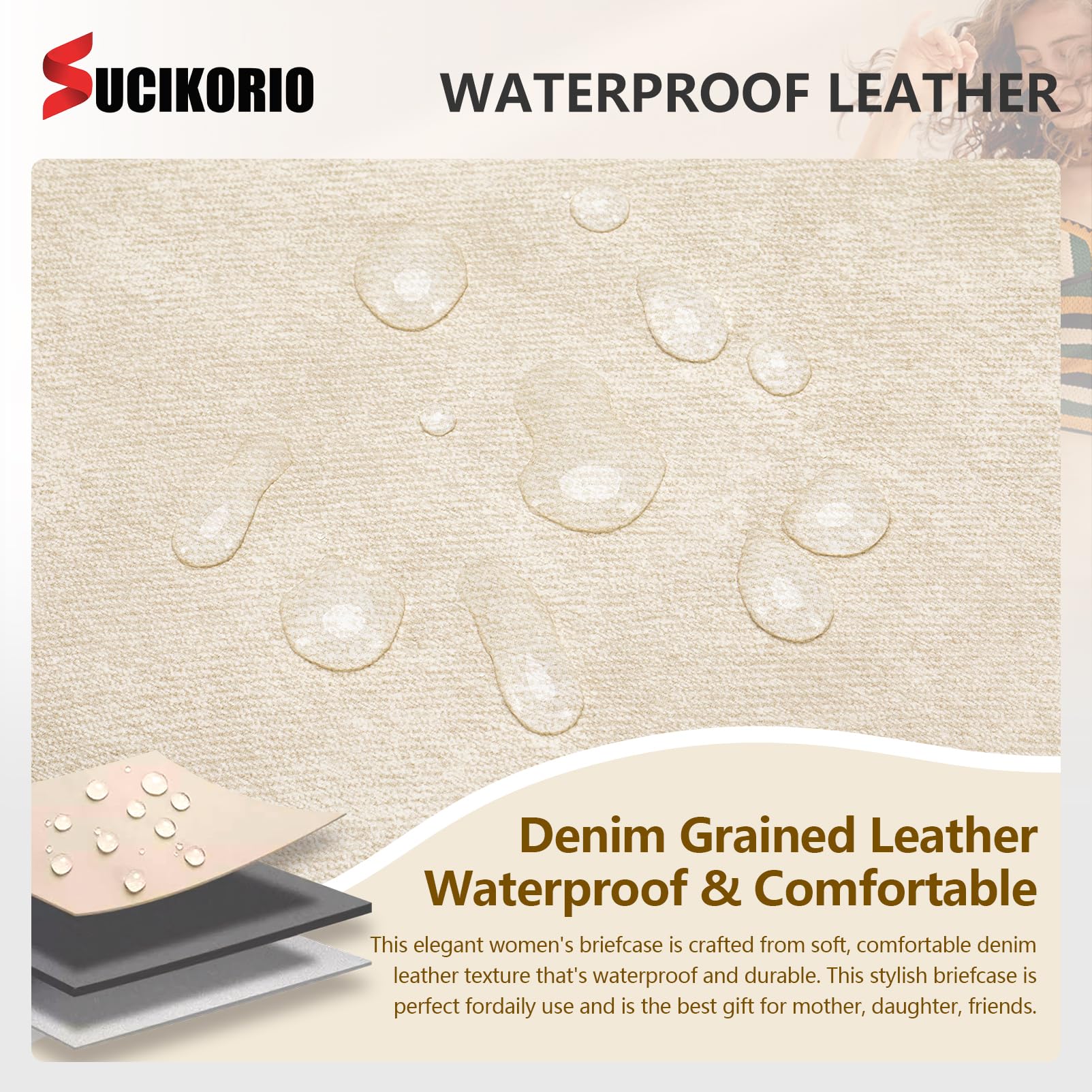 Maletin Ordenador Portatil Mujer 14 Pulgadas, Cuero Impermeable Bolso Portatil Mujer Bolso Trabajo Portadocumentos Grande Maletin Profesora para Universidad, Viajes, Trabajo, Negocios