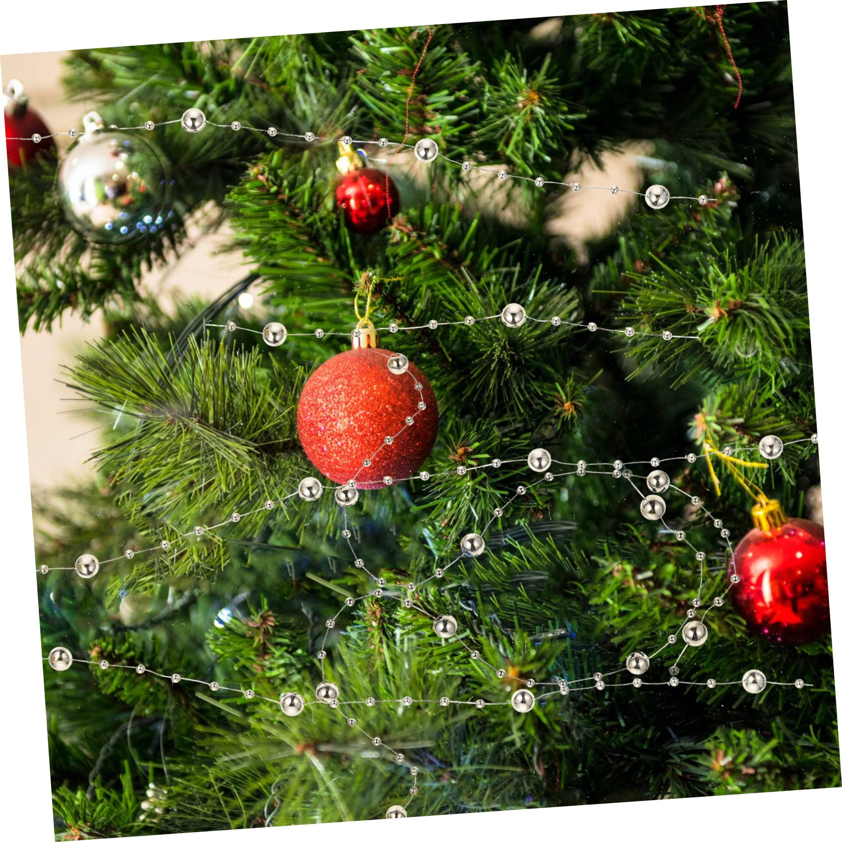 3 Rollen Perlenmaterial bürodeko büro dekoration wohnraumdeko Hochzeitssträuße Weihnachtsparty-Dekoration Perlen hängende Dekoration Perlenkette selber machen Plastik Golden
