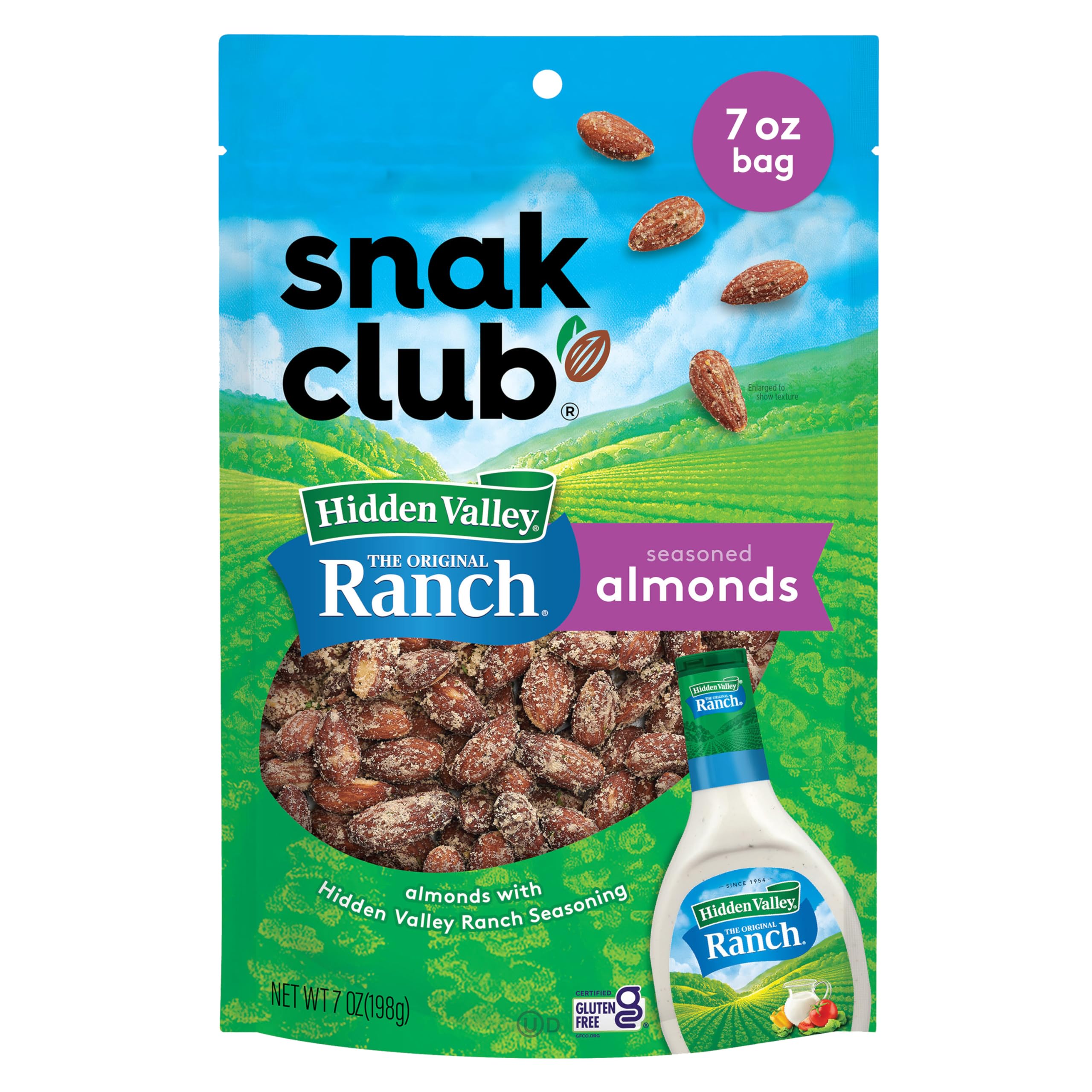 Roasted Almonds with Hidden Valley Ranch Seasoning, Savoury Almond Snacks, Certified Gluten Free, Family Size, 200ml