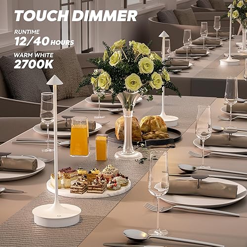 Miniatura 3 de Lámpara de mesa inalámbrica pequeña, recargable, funciona con pilas, lámpara táctil LED de 4000 mAh, regulable, portátil, impermeable, para