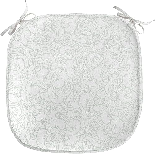 Lunarable Swirly - Cojín de asiento para silla, diseño de líneas retro rizadas, funky en espiral, vida marina náutica, antideslizante, para cocina y