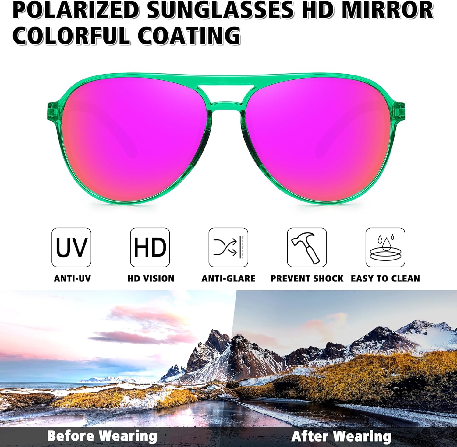 STORYCOAST Polarized Aviator Sunglasses for Men Women Classic Retro Aviators Sports Driving Running Sun Glasses