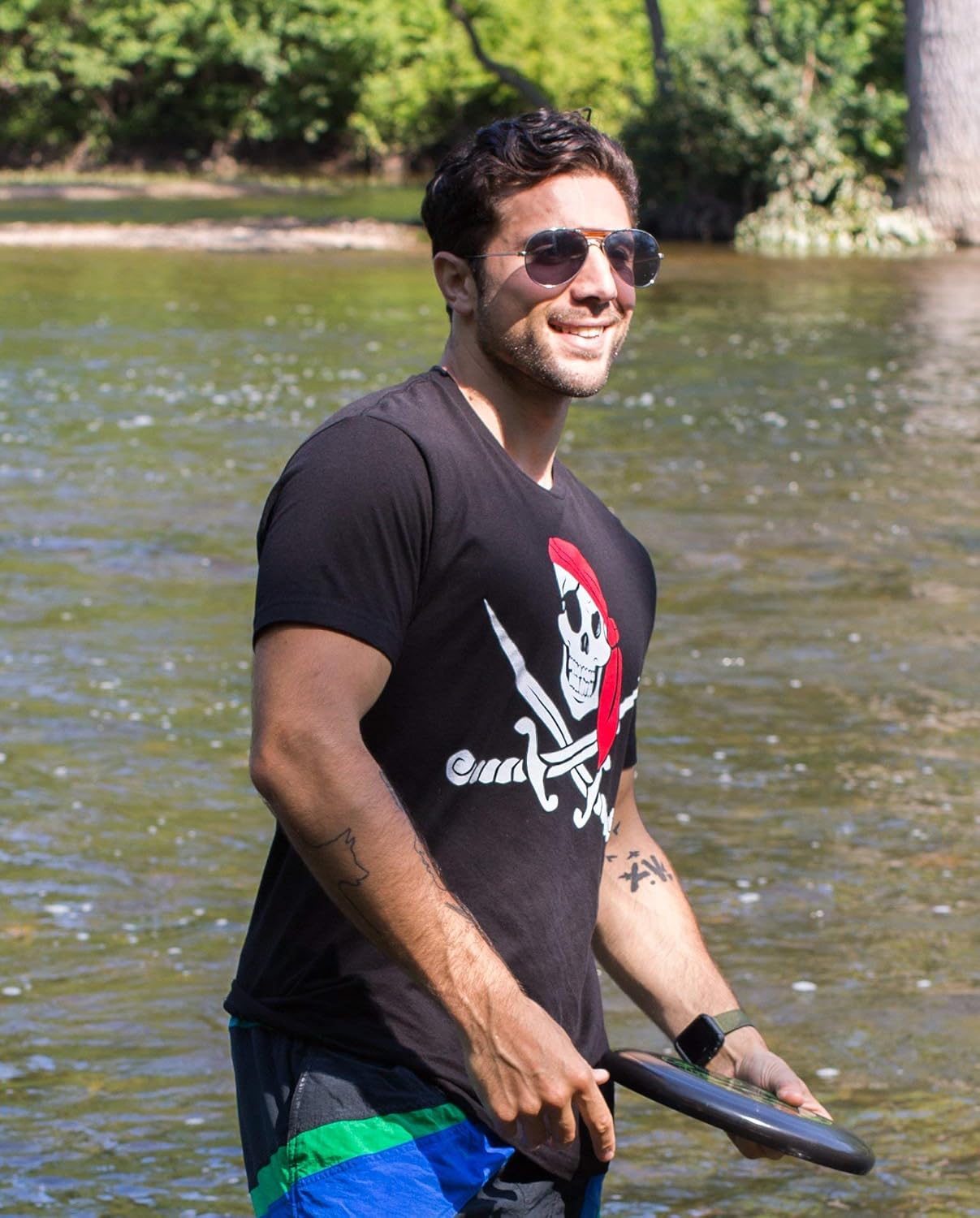 Jolly Roger Pirate Flag | Skull & Crossbones Caribbean Cruise Costume Unisex T-Shirt - Image 5