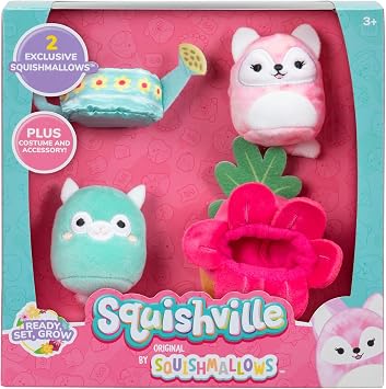 Squishville SQM0478 Accessory Set from to The Garden, Super Soft Mini Squishmallows, 5 cm Plush Toy with Accessories