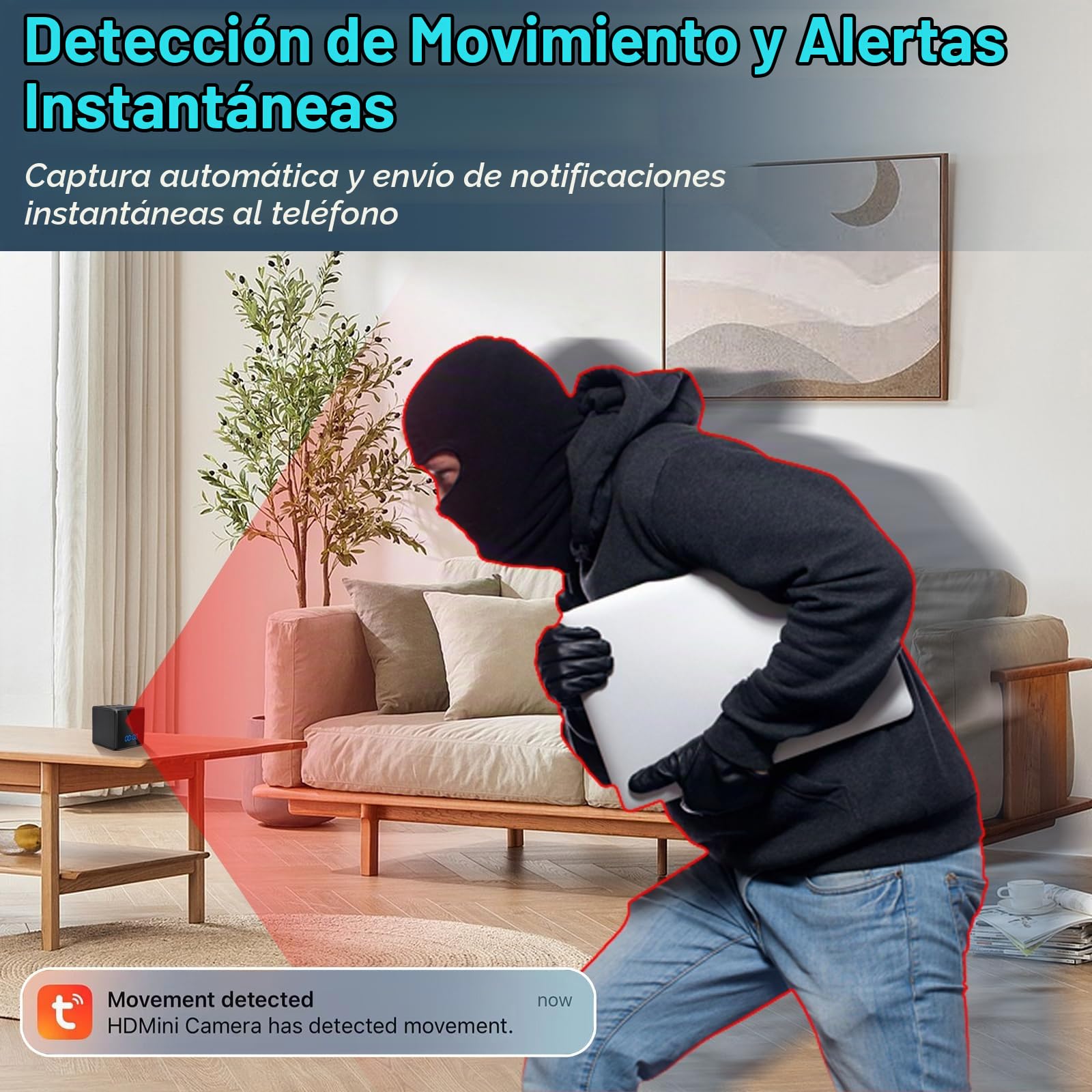 UYIKOO Cámara Espía WiFi 5G, Mini Camara Oculta Inalambricas Despertador, Camara Espia Oculta Altavoz 1080P HD Reloj con Camaras Espias Visión Nocturna Detección De Movimiento Vigilancia Tuya App