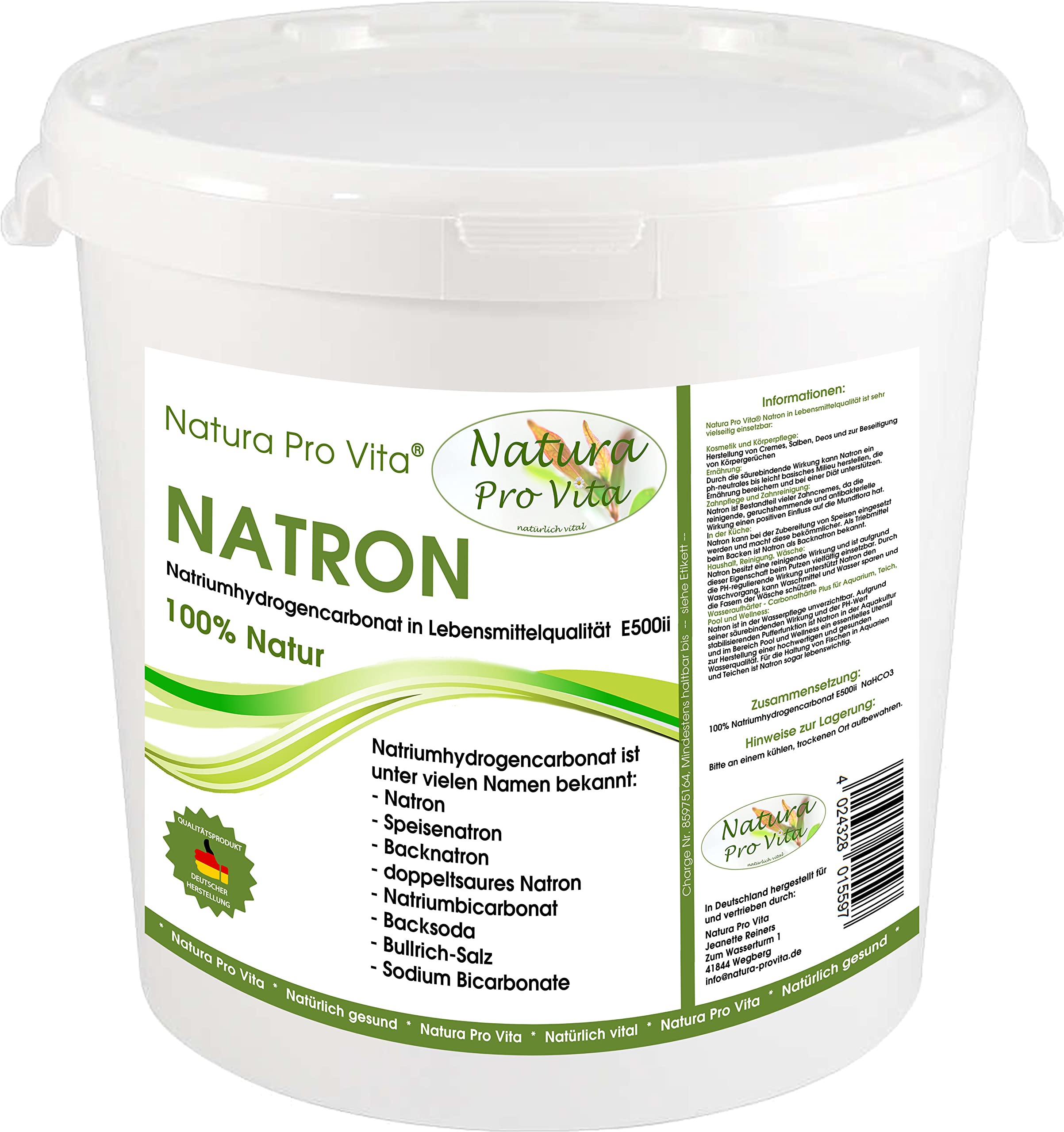 KH Plus Koiteich klares Wasser Natron PH stabil gesunde Fische PH Puffer Karbonathärte Teich NaturaProVita Natron Lebensmittel 10kg Eimer