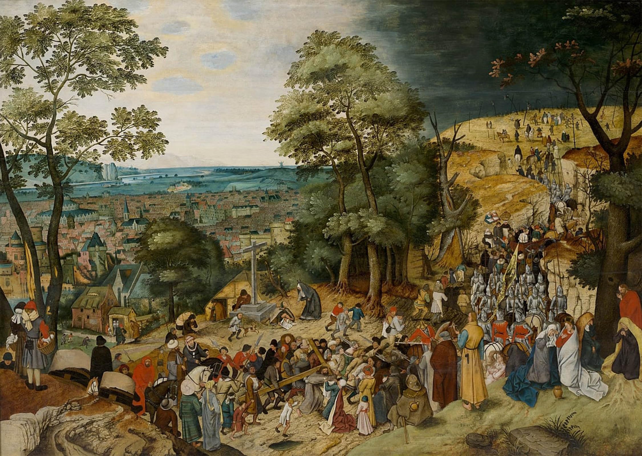 ARTXLXXBN Famous Painting Canvas Artwork Graffiti Print Christ Carrying the Cross by Pieter Brueghel the Younger Portrait Canvas Image for Home Decor 60x90cm