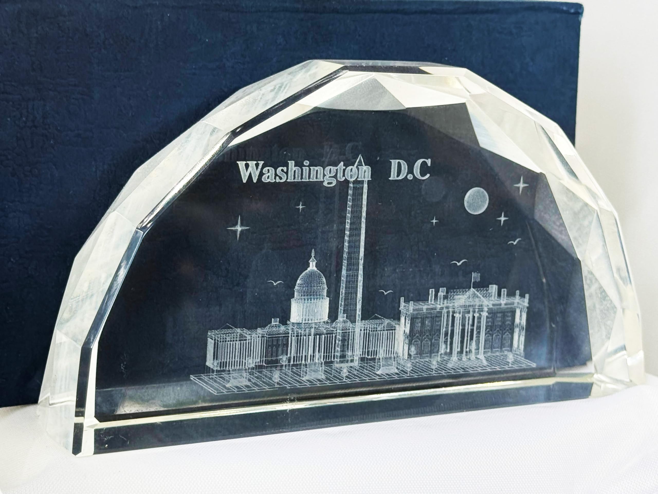 Fermacarte di lusso in cristallo Washington D.C. - Grande | iconici monumenti DC e skyline del paesaggio urbano | Elegante souvenir e decorazione per scrivania da ufficio
