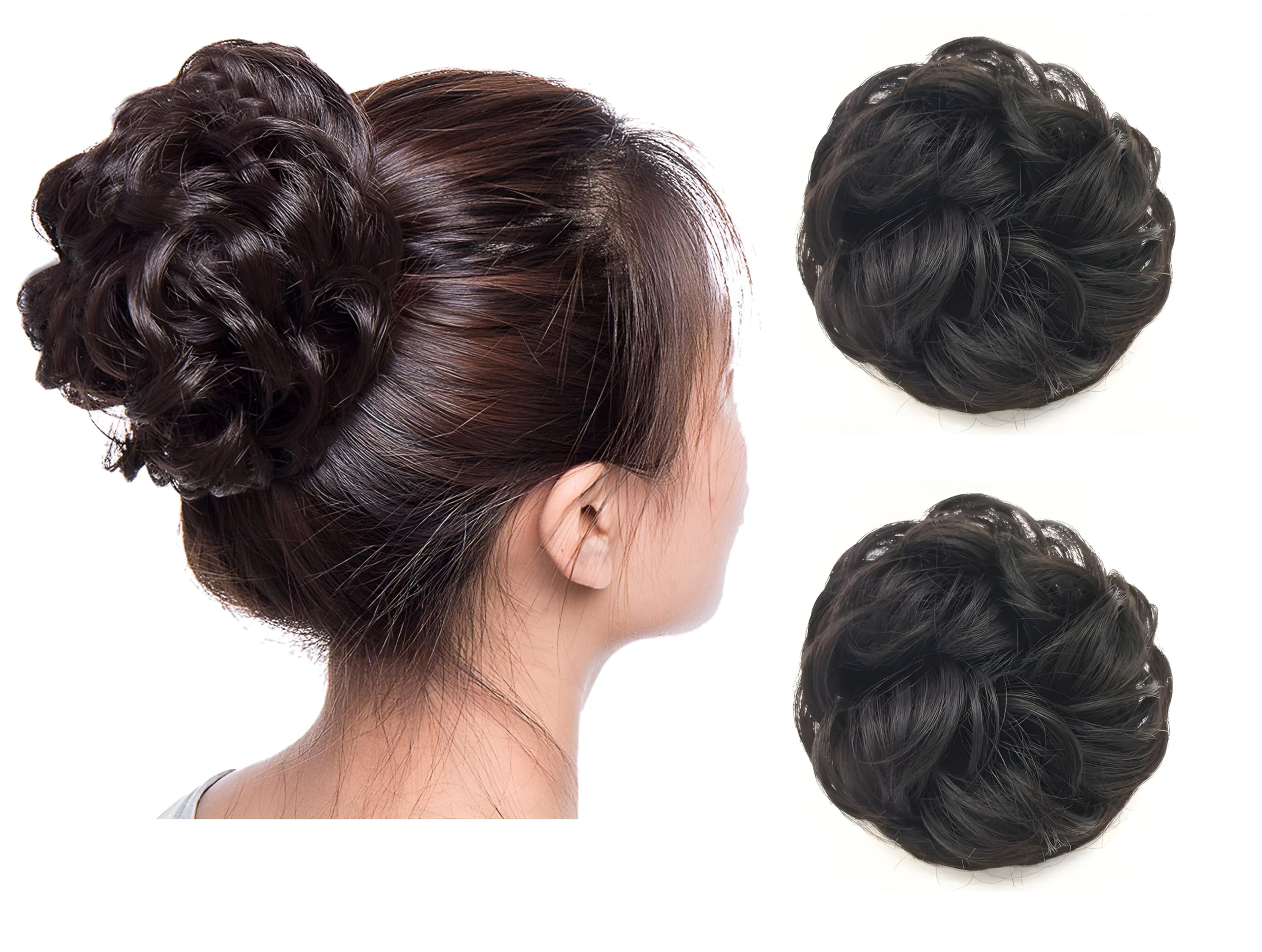 Creeknest-Hair Extensions Messy Bun And Wigs Women's And Girl's Synthetic Hair Bun Extension (Natural Brown, 30g), Combo Set Of 2-picture-11