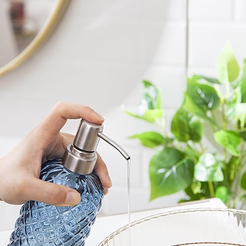 Miniatura 5 de HBlife Dispensador de jabón de 16 onzas con bomba de acero inoxidable 304, dispensador de jabón de baño de cocina con diseño de diamante,