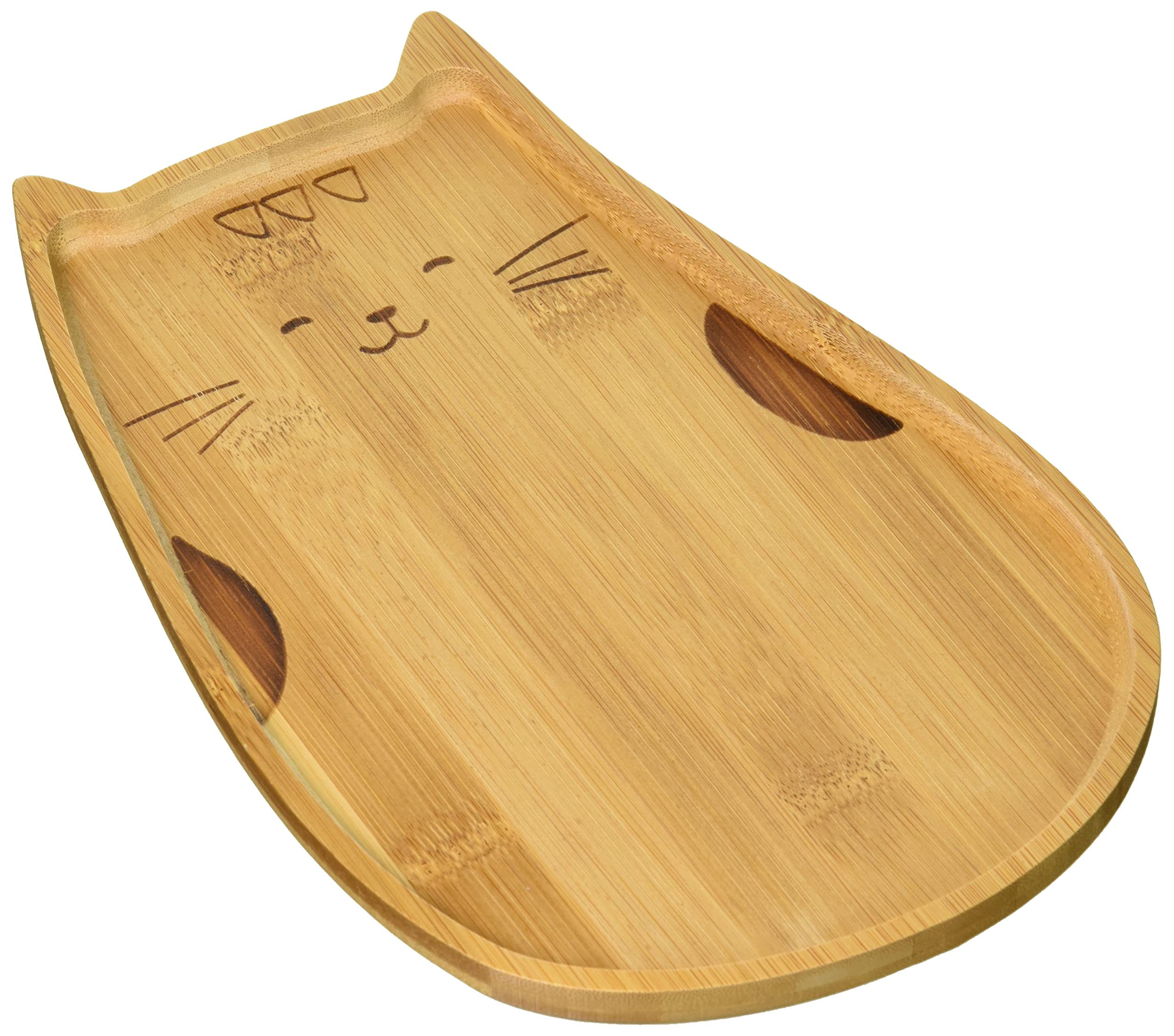 Amazon｜セラミック藍 猫 竹トレー スマイル 大 13376｜トレイ・盆