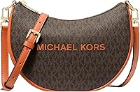Michael Kors Women's Kyla Small Convertible Denim Pouchette Crossbody Bag - Chic Half-Moon Design with Silver MK Hardware