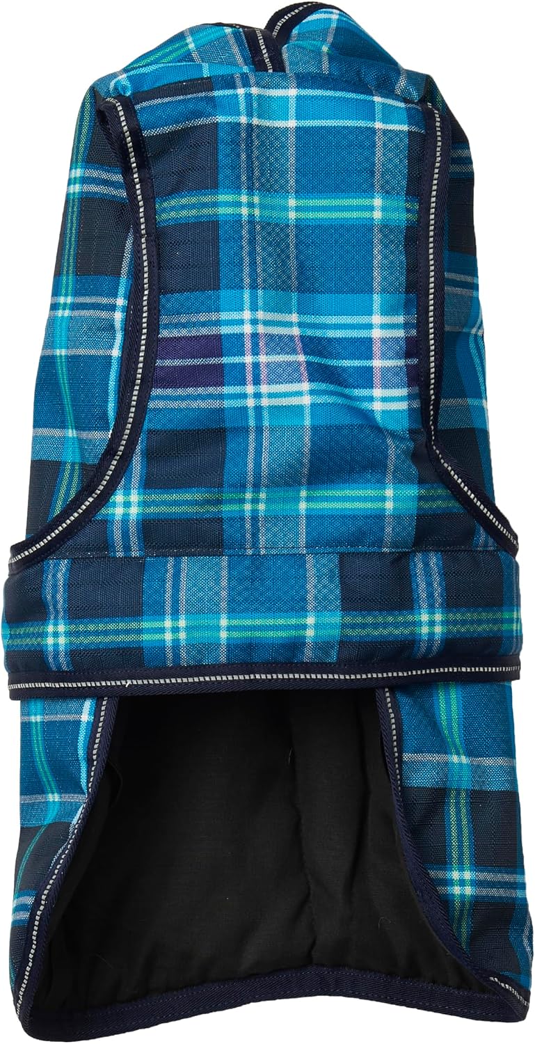 PetRageous 438TMD Kodiak Heavyweight Waterproof Cold Weather Dog Coat with Full Chest Coverage and Leash Opening for Medium Breeds, Teal Plaid
