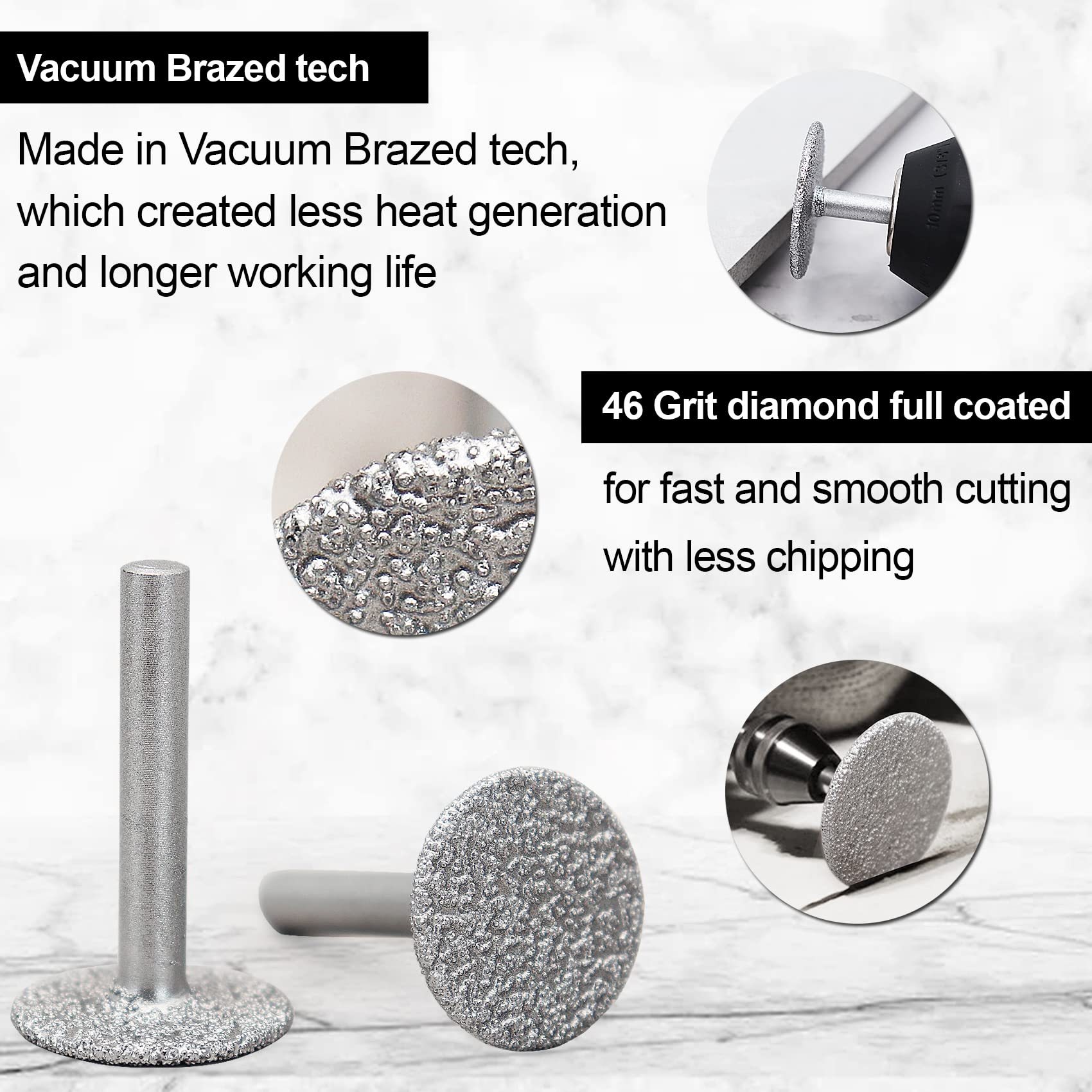 d.i.a. ダイア DIATOOL Vacuum Brazed Diamond Discs with 6mm shank for