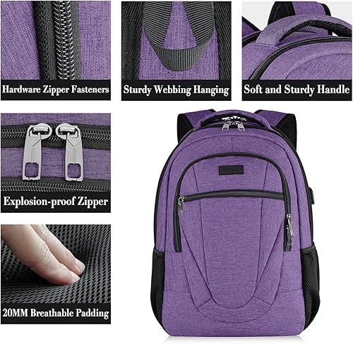 Miniatura 10 de BIKROD Mochila para mujeres y hombres, mochilas escolares extra grandes para adolescentes, mochila resistente al agua con puerto de carga USB para